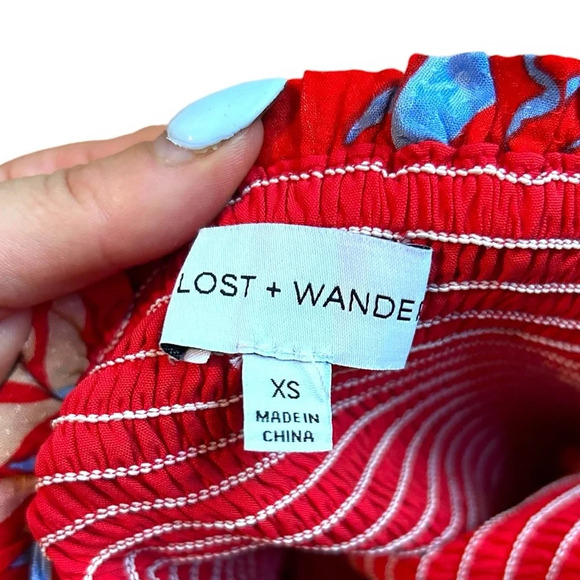 Lost + Wander Still On Vacay Mini Dress Red Sleeveless Size XS Tropical Print - Picture 15 of 15